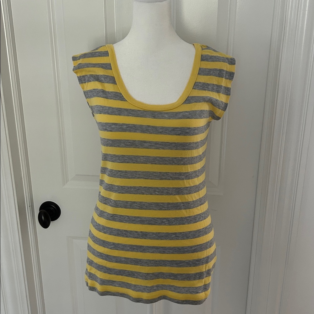 Michael Stars Yellow and Gray Striped Top